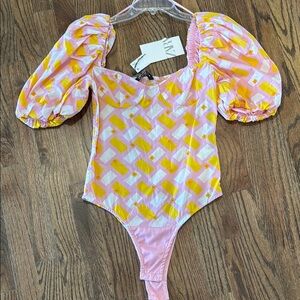 Zara puff sleeve bodysuit.  XS